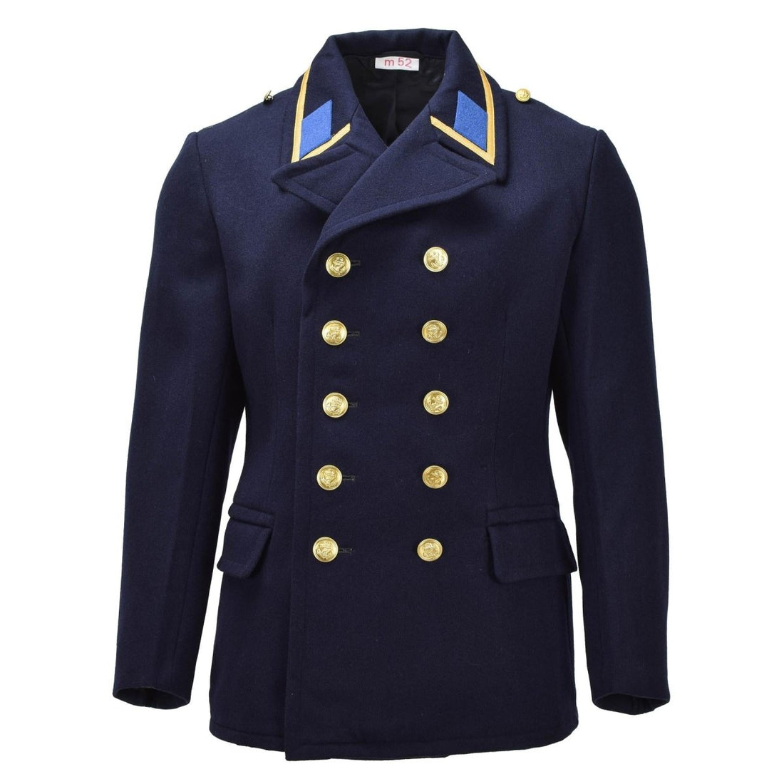 Cappotto militare VM originale della Germania dell'Est doppio petto vintage blu