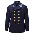 Cappotto militare VM originale della Germania dell'Est doppio petto vintage blu
