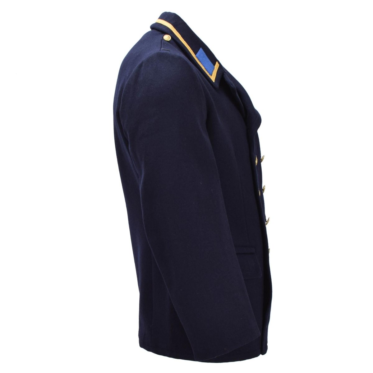 Cappotto militare VM originale della Germania dell'Est doppio petto vintage blu