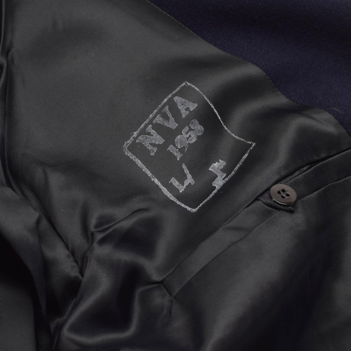 Cappotto militare VM originale della Germania dell'Est doppio petto vintage blu