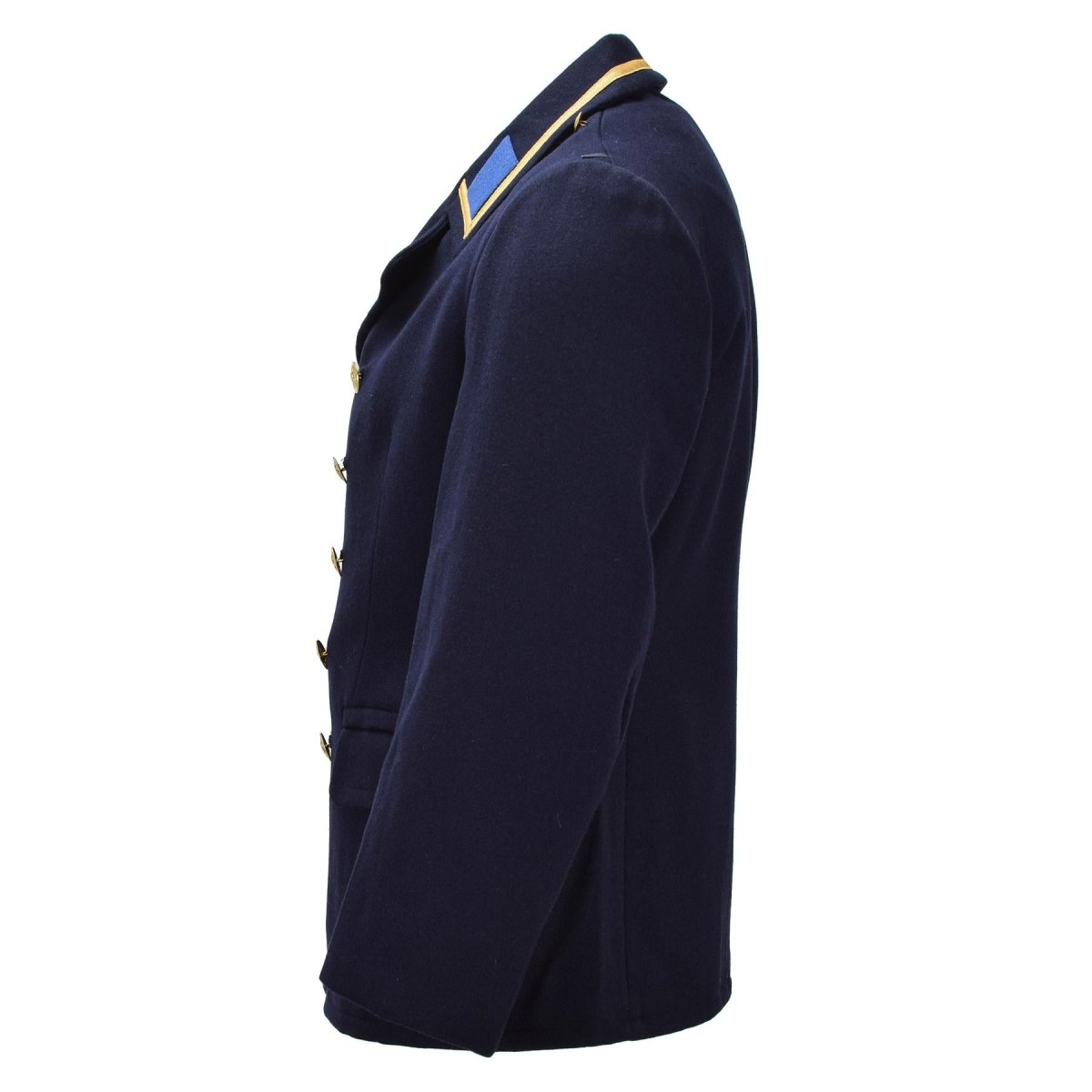 Cappotto militare VM originale della Germania dell'Est doppio petto vintage blu