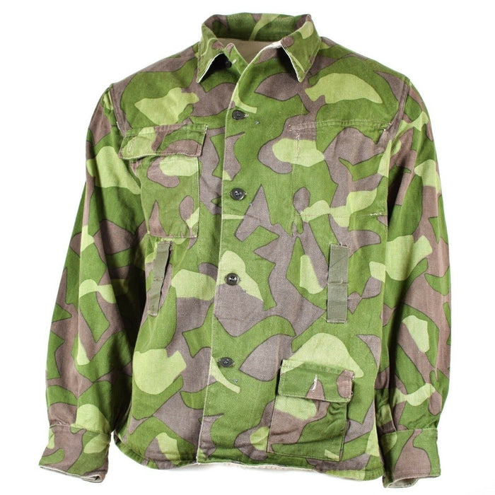 Giacca uniforme mimetica reversibile M-62 originale dell'esercito finlandese di grandi dimensioni con motivo bosco verde e tasche multiple