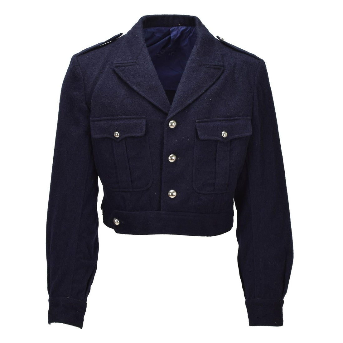 Giacca originale dell'esercito francese M47 IKE in lana chiusura con bottoni vintage blu