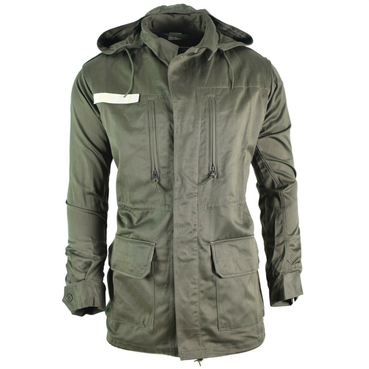 Army Olive Olive Obsigna di Osole Osticamento di olive francese Combattina con cappuccio militare con cappuccio.