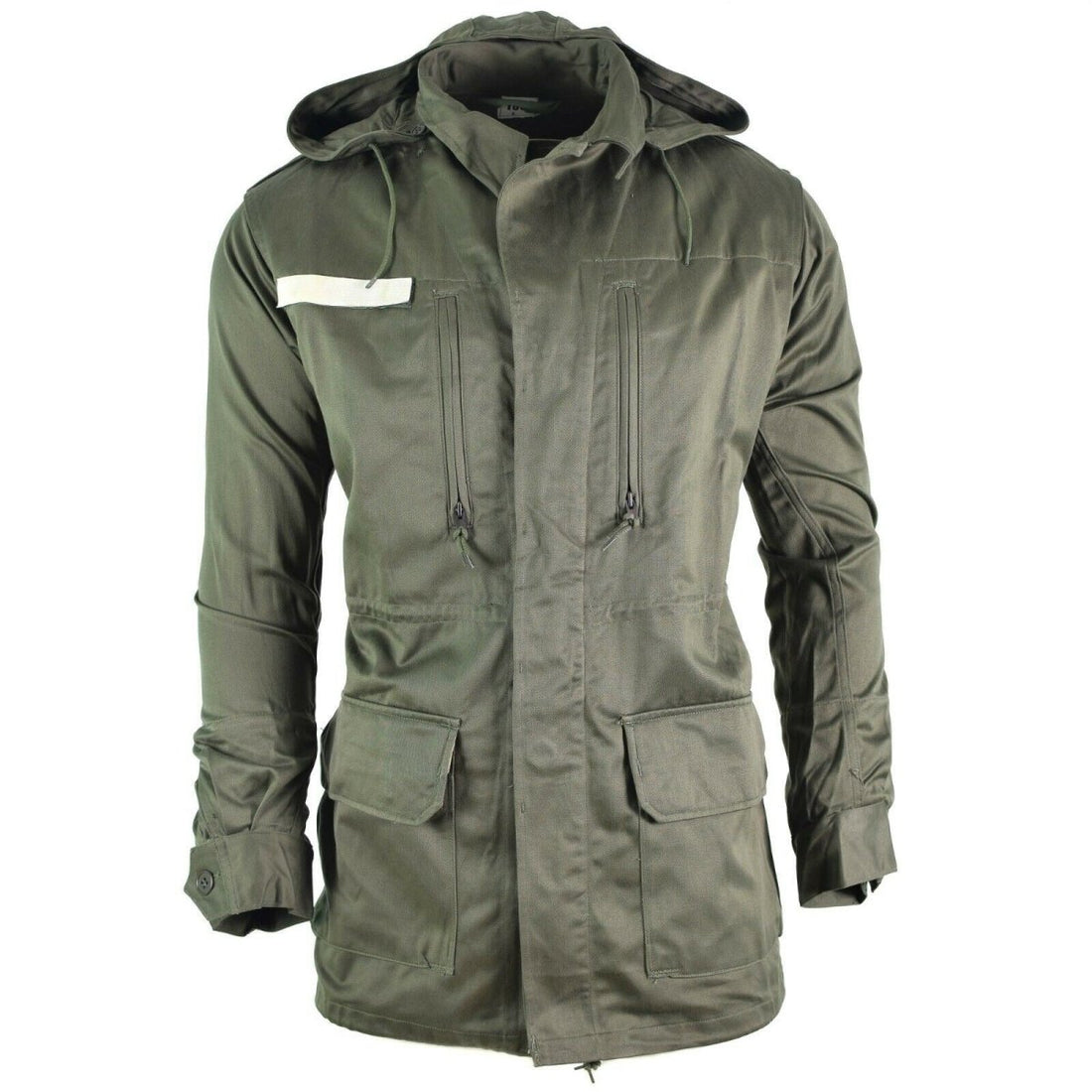 Army Olive Olive Obsigna di Osole Osticamento di olive francese Combattina con cappuccio militare con cappuccio.