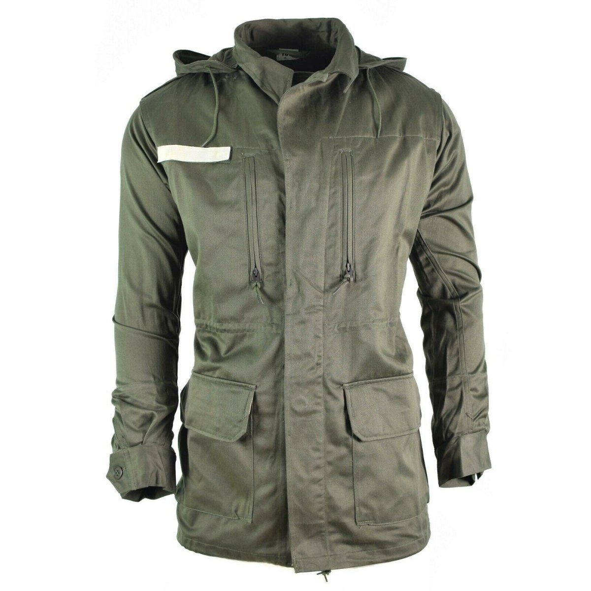 Army Olive Olive Obsigna di Osole Osticamento di olive francese Combattina con cappuccio militare con cappuccio.