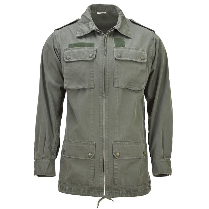 Giacca classica militare francese originale, ampie tasche frontali, oliva tinta unita - GoMilitar