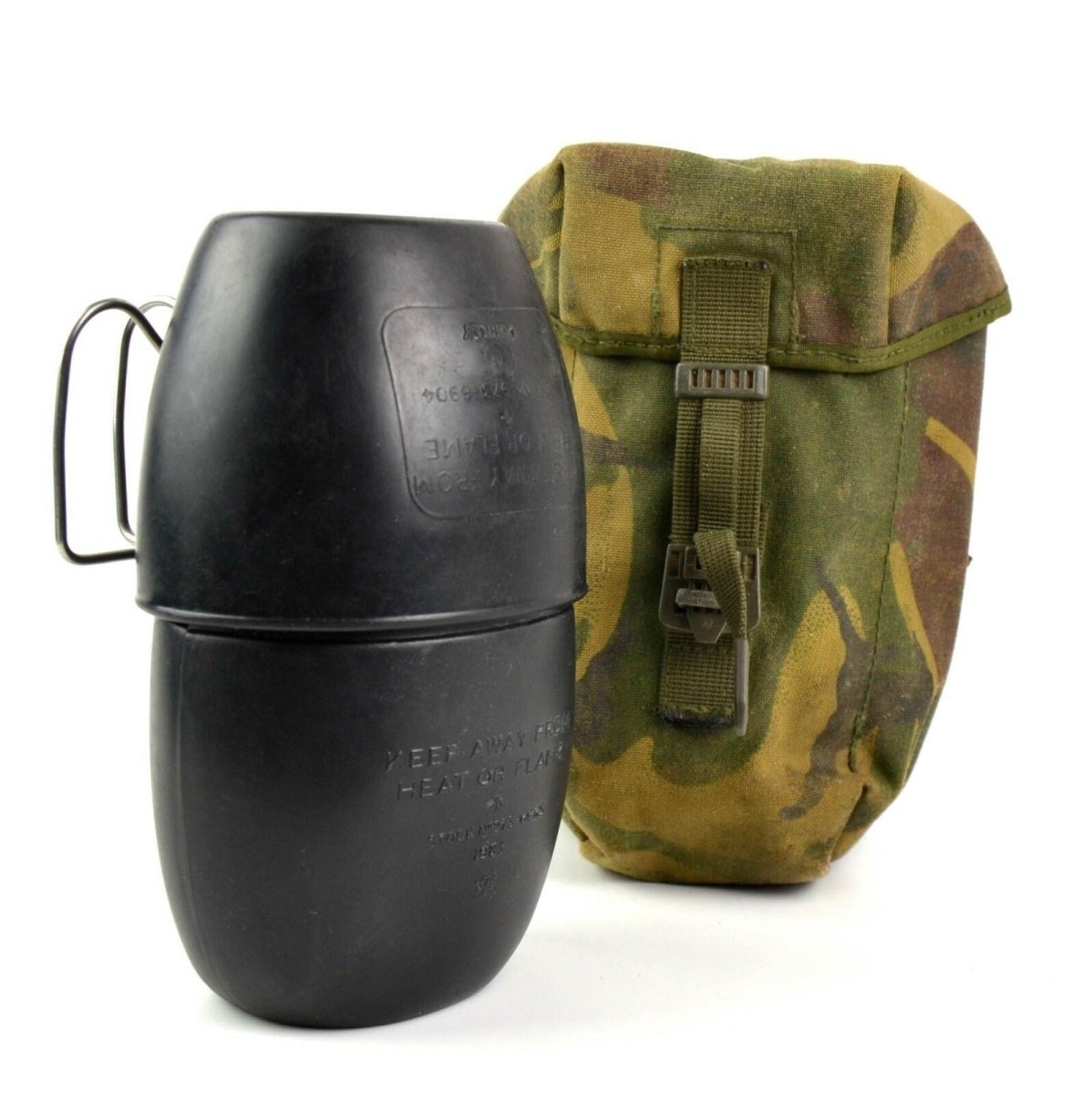 Canta dell'esercito britannico originale originale con tazza 58 bottiglia d'acqua con busta