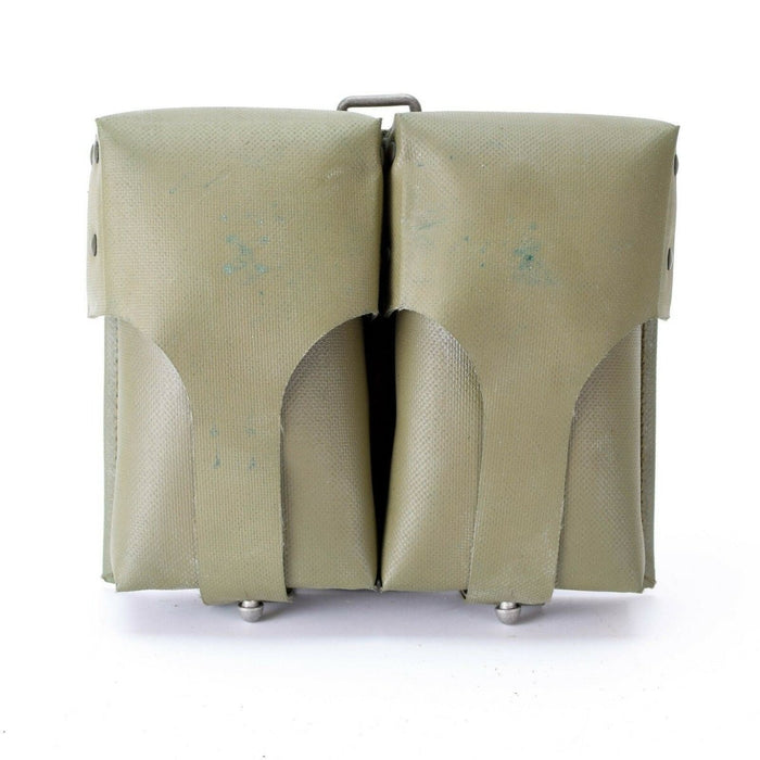 Porta caricatore doppio originale dell'esercito tedesco in materiale durevole impermeabile rivestito in PVC verde oliva