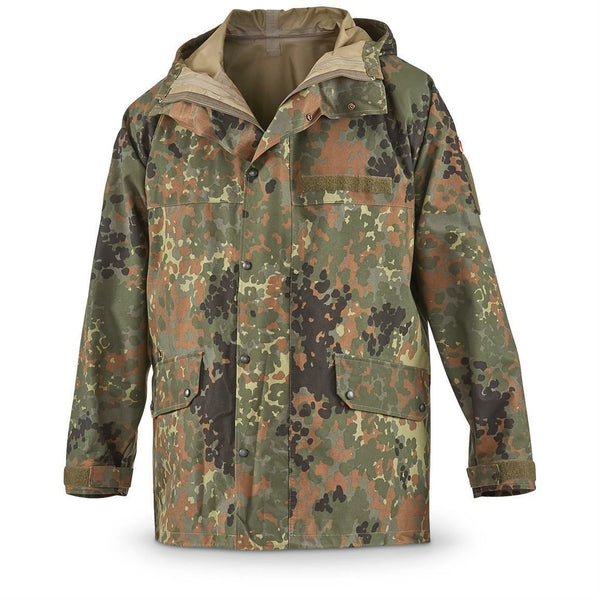 Giacca da campo dell'esercito tedesco originale Goretex Flecktarn Waterproof Rain Gear Parka