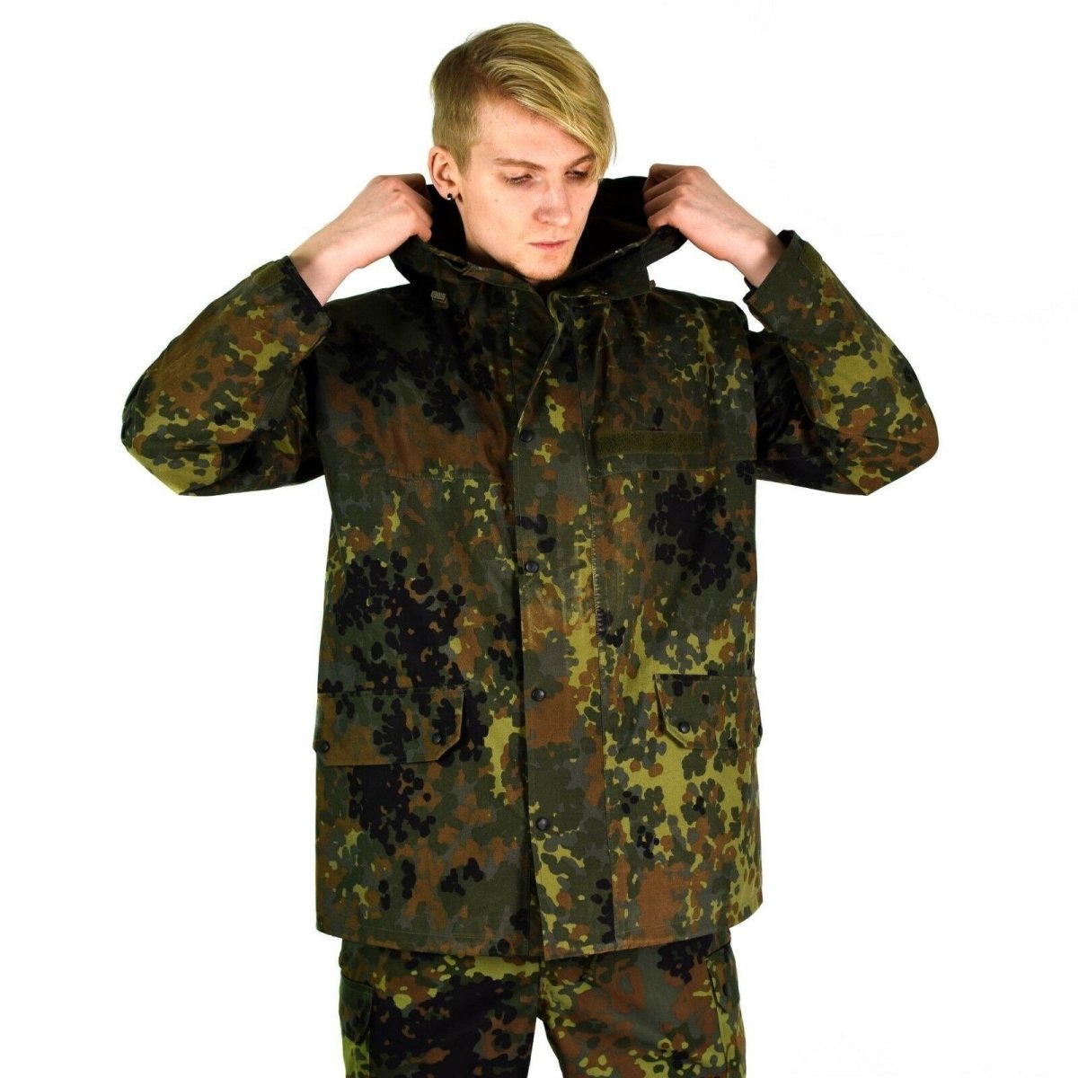Giacca da campo dell'esercito tedesco originale Goretex Flecktarn Waterproof Rain Gear Parka