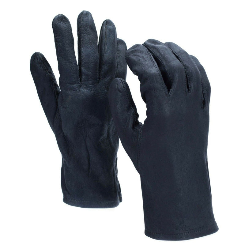 Original German Army gloves made from genuine leather in dark grey, durable and suitable for tactical or casual use.