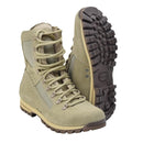 Original German army khaki leather boots featuring lightweight, antistatic, oil-resistant soles with quick lacing and ventilation.