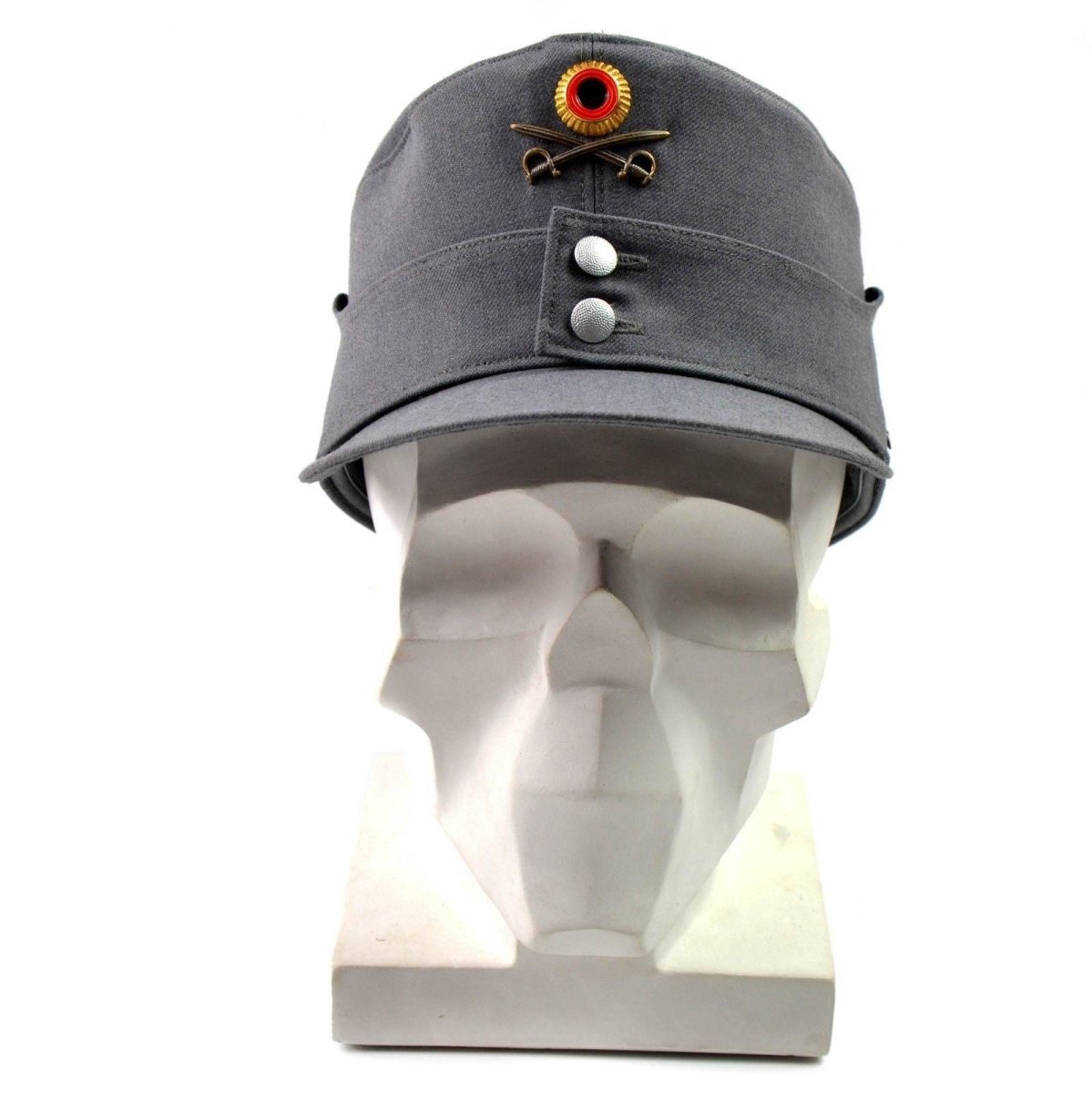 Original Erizzino tedesco Cap di montagna militare Gebirgsjäger grigio con badge floreale