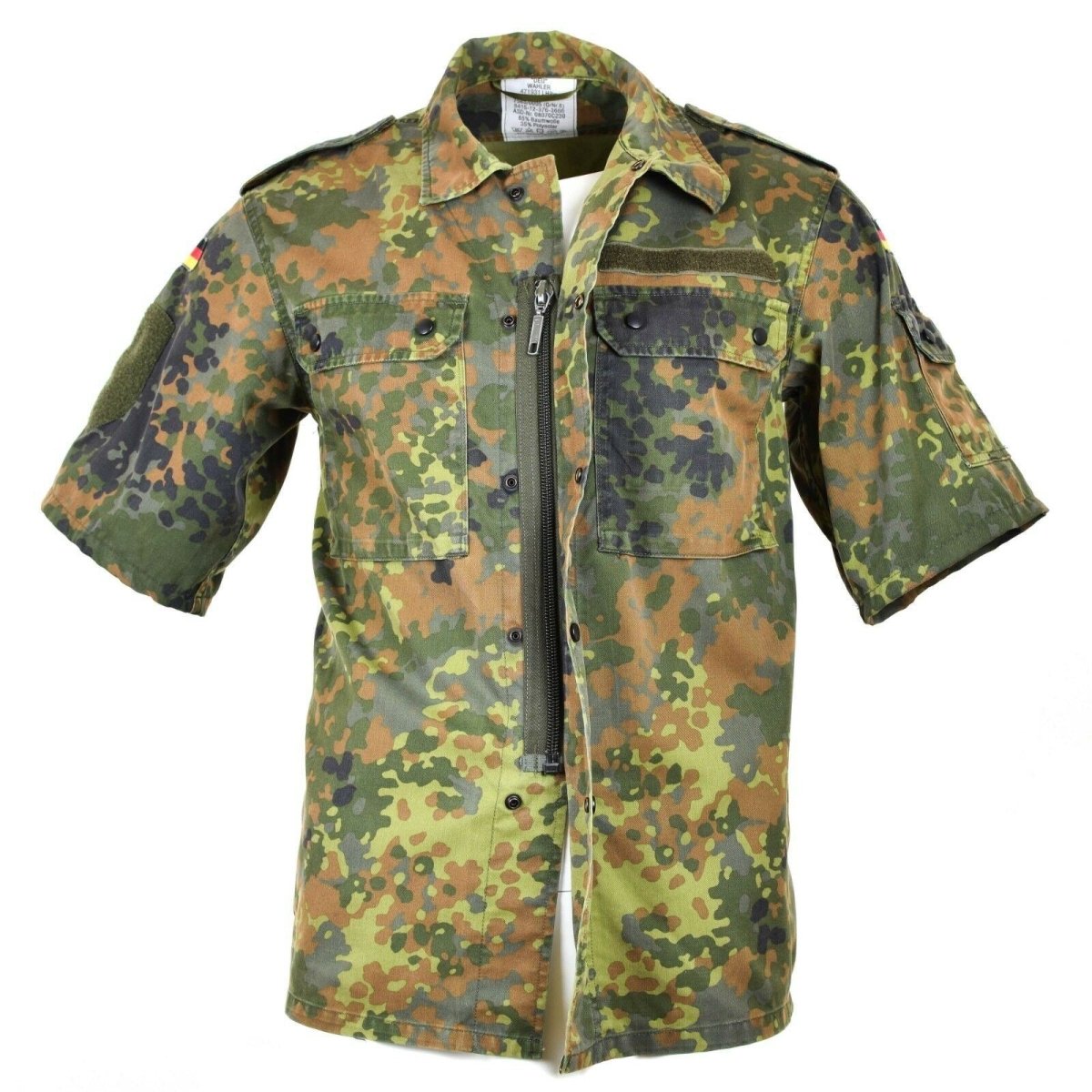 Shirt dell'esercito tedesco originale Zippato con zip Flecktarn COMBATTO COMBATTO BW ESERCITÀ