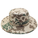 Original German Army tropical camo boonie hat with wide brim for sun protection and ventilation holes for outdoor use