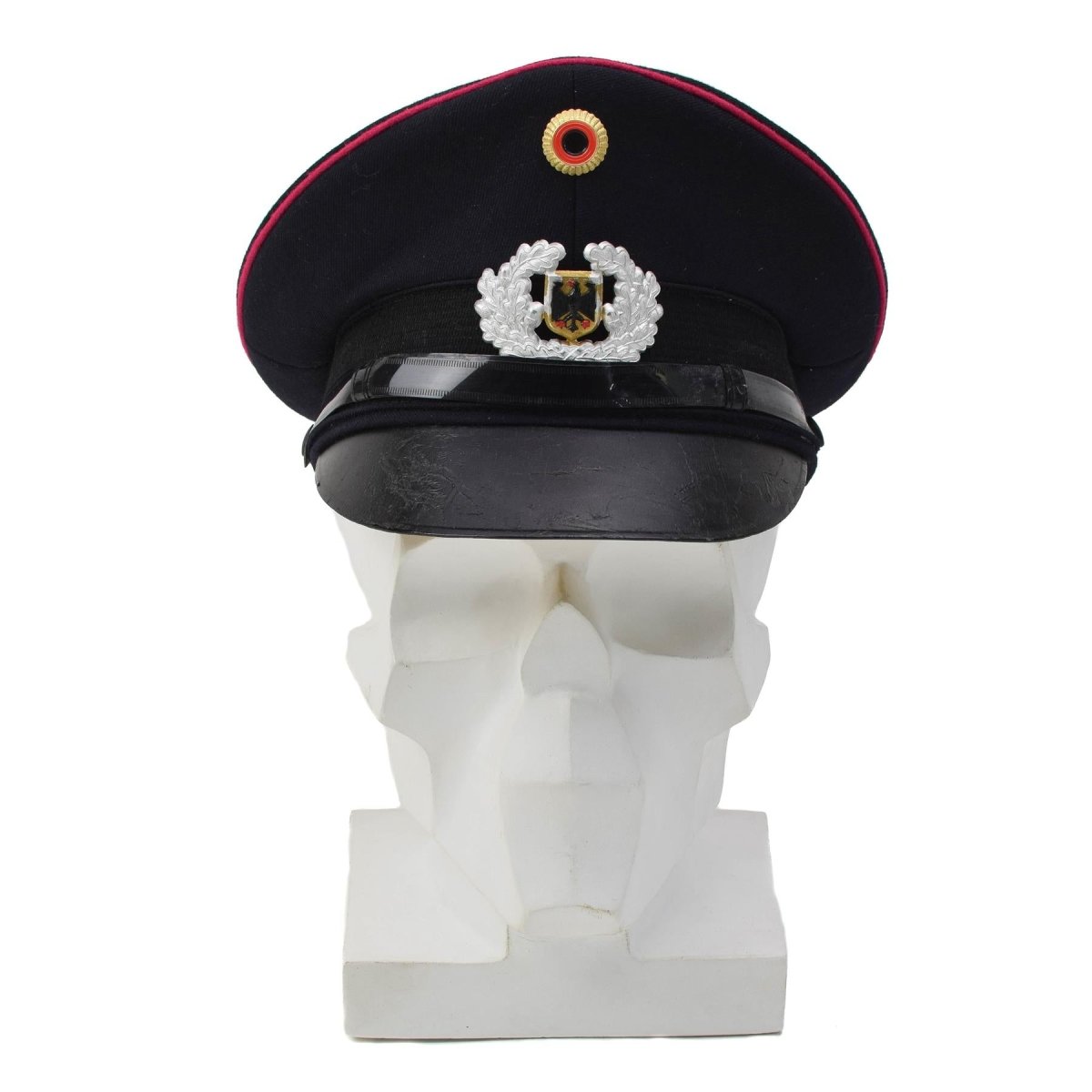 Berretto con visiera originale dei vigili del fuoco tedeschi, coccarda, distintivo BGS, blu