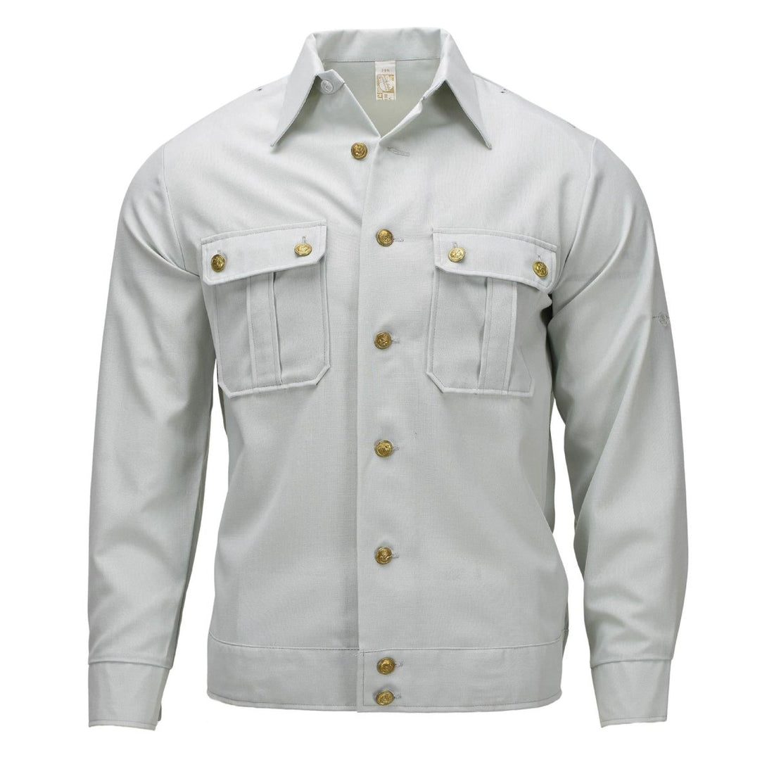 Camicia elegante militare tedesca originale a maniche lunghe in misto cotone verde chiaro