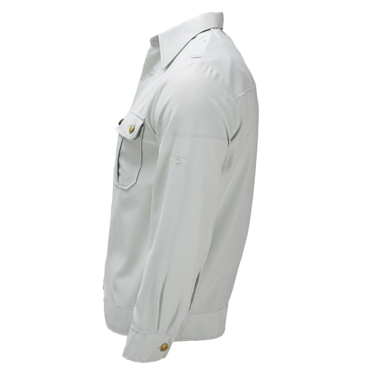 Camicia elegante militare tedesca originale a maniche lunghe in misto cotone verde chiaro