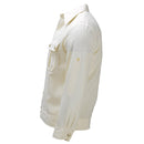 Camicia formale militare tedesca originale a maniche lunghe in misto cotone militare. Prodotto in bianco sporco con tasche con bottoni e dettagli sui polsini vista laterale