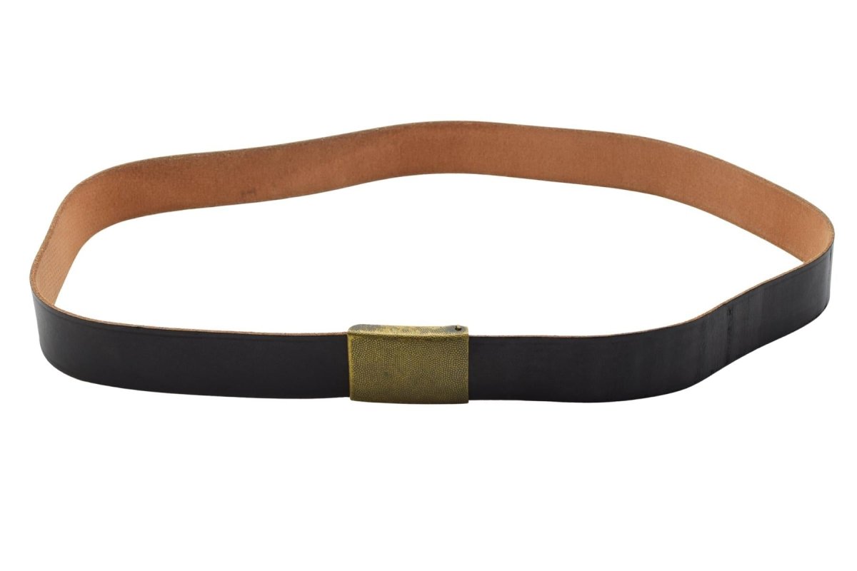 Cintura per pantaloni in pelle originale militare tedesca Bundesmarine Army Navy Nero