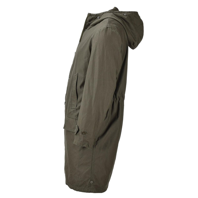Original German military long parka jacket olive hooded field coat army outdoor - GoMilitar