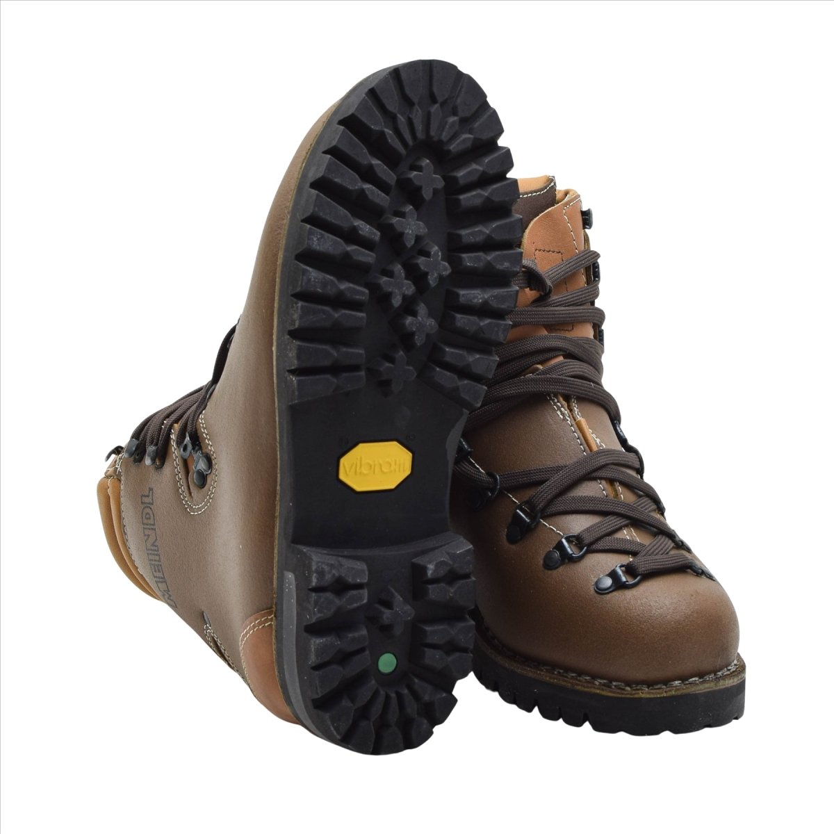Scarponi da trekking originali dell'esercito militare tedesco in pelle Vibram Outdoor marrone