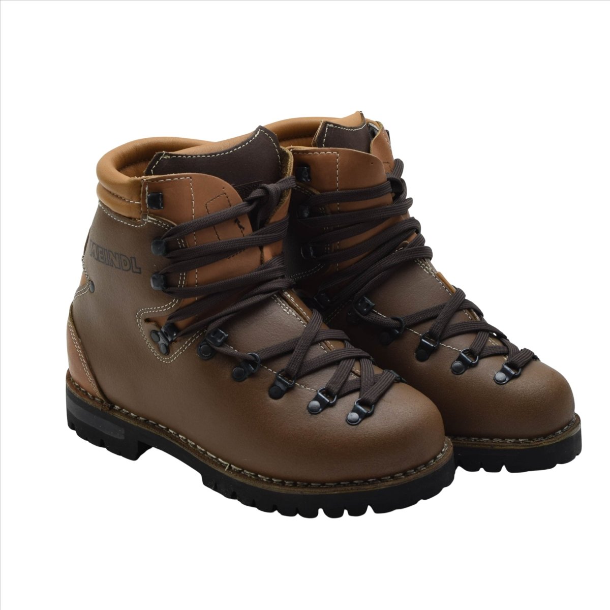 Scarponi da trekking originali dell'esercito militare tedesco in pelle Vibram Outdoor marrone
