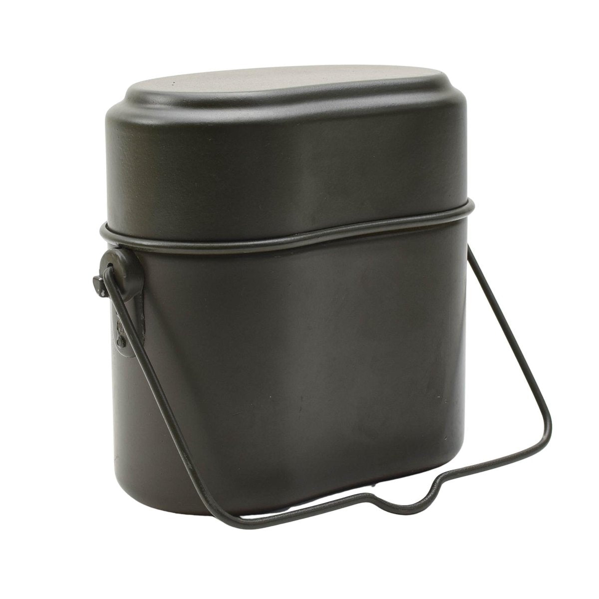 Kit da pasticcio originale militare tedesco in alluminio, contenitore con coperchio in 3 parti, oliva