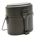 Kit da pasticcio originale militare tedesco in alluminio, contenitore con coperchio in 3 parti, oliva
