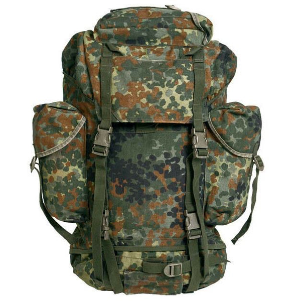 Zaino tattico militare tedesco originale 65L di zaino da combattimento Flecktarn camo