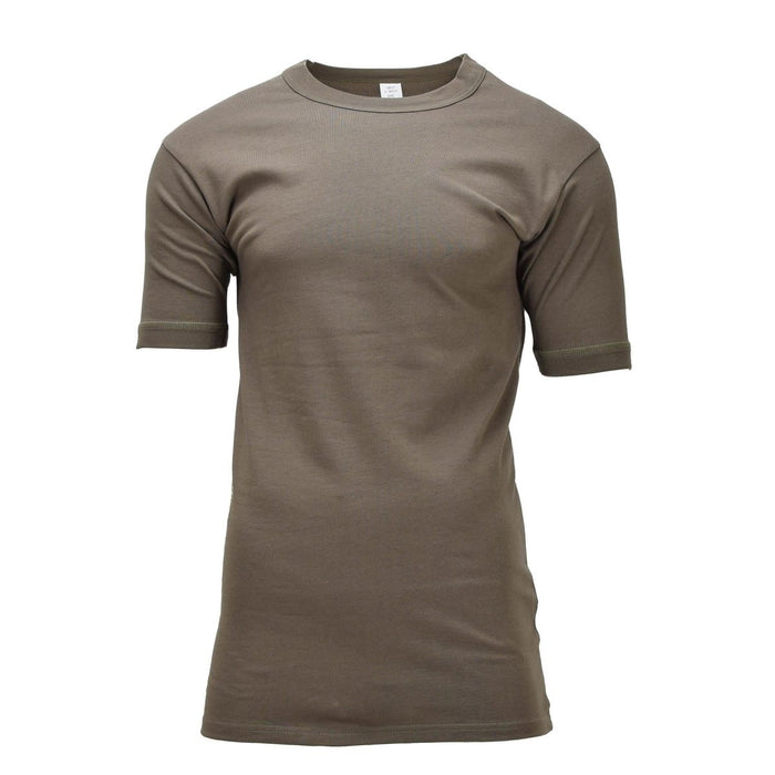 Canottiera termica originale militare tedesca in cotone manica corta eccedenza oliva in cotone traspirante resistente per uso esterno