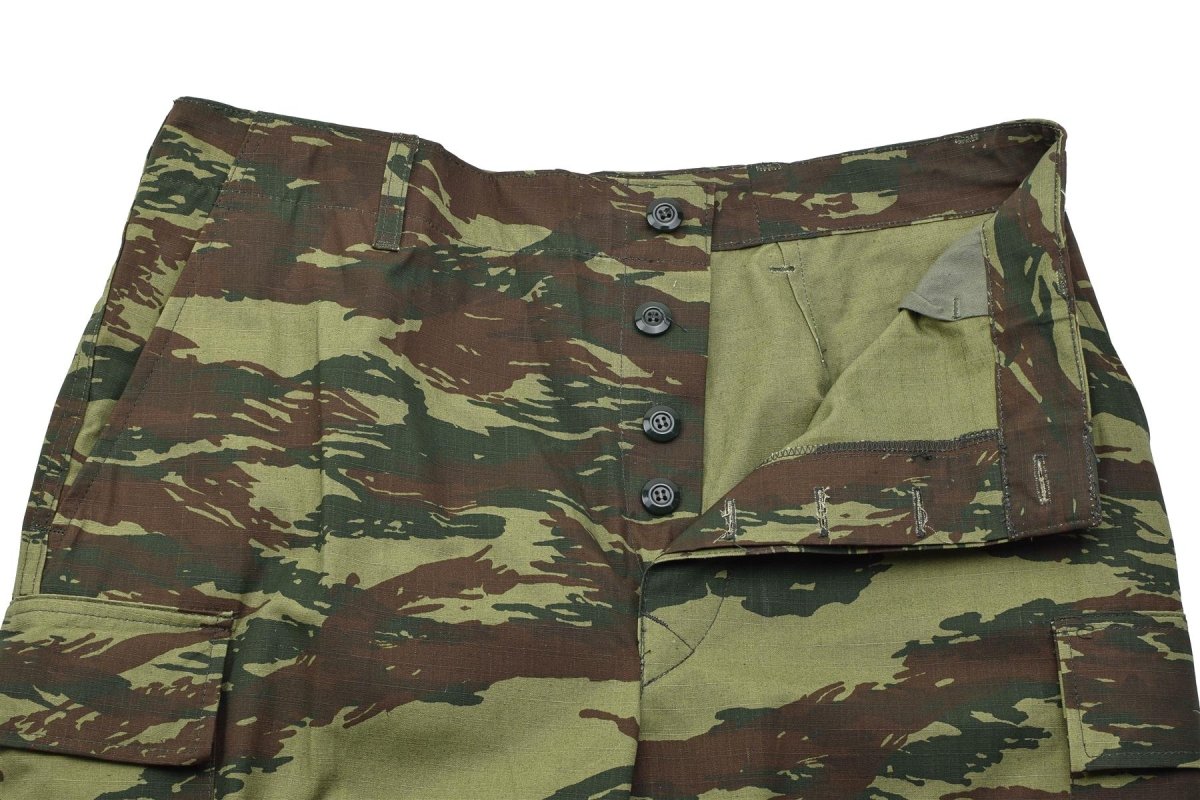 Pantaloni da campo BDU militari greci originali con tasche cargo mimetiche lucertola