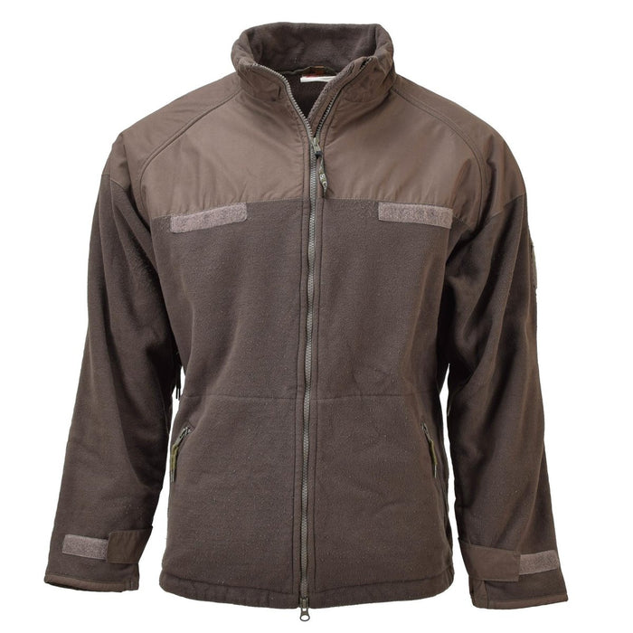 Giacca in pile marrone originale militare ungherese con polsini regolabili con tappo anti-tempesta - GoMilitar