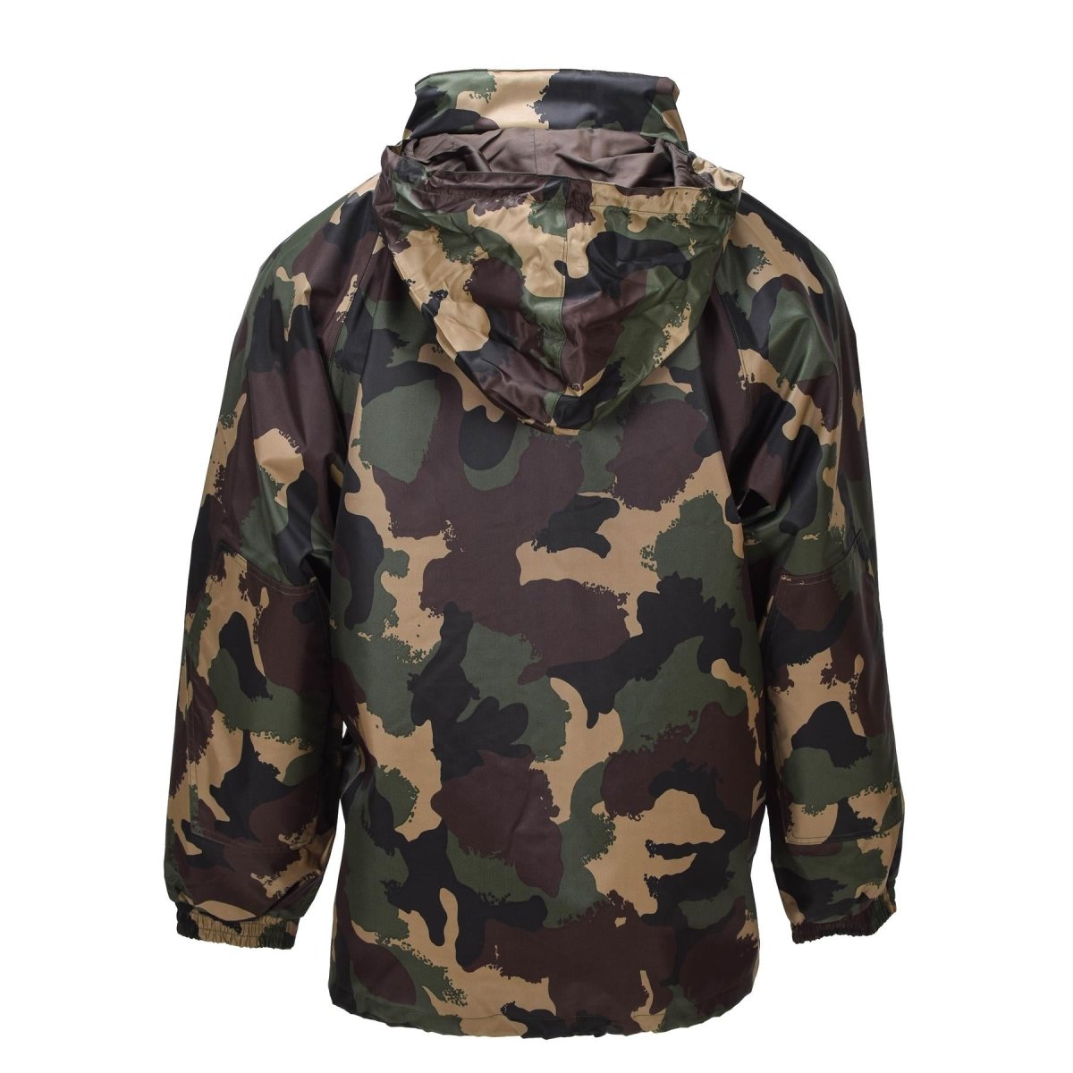 Giacca impermeabile militare originale ungherese con cappuccio arrotolabile e patta con bottoni M93 Camo