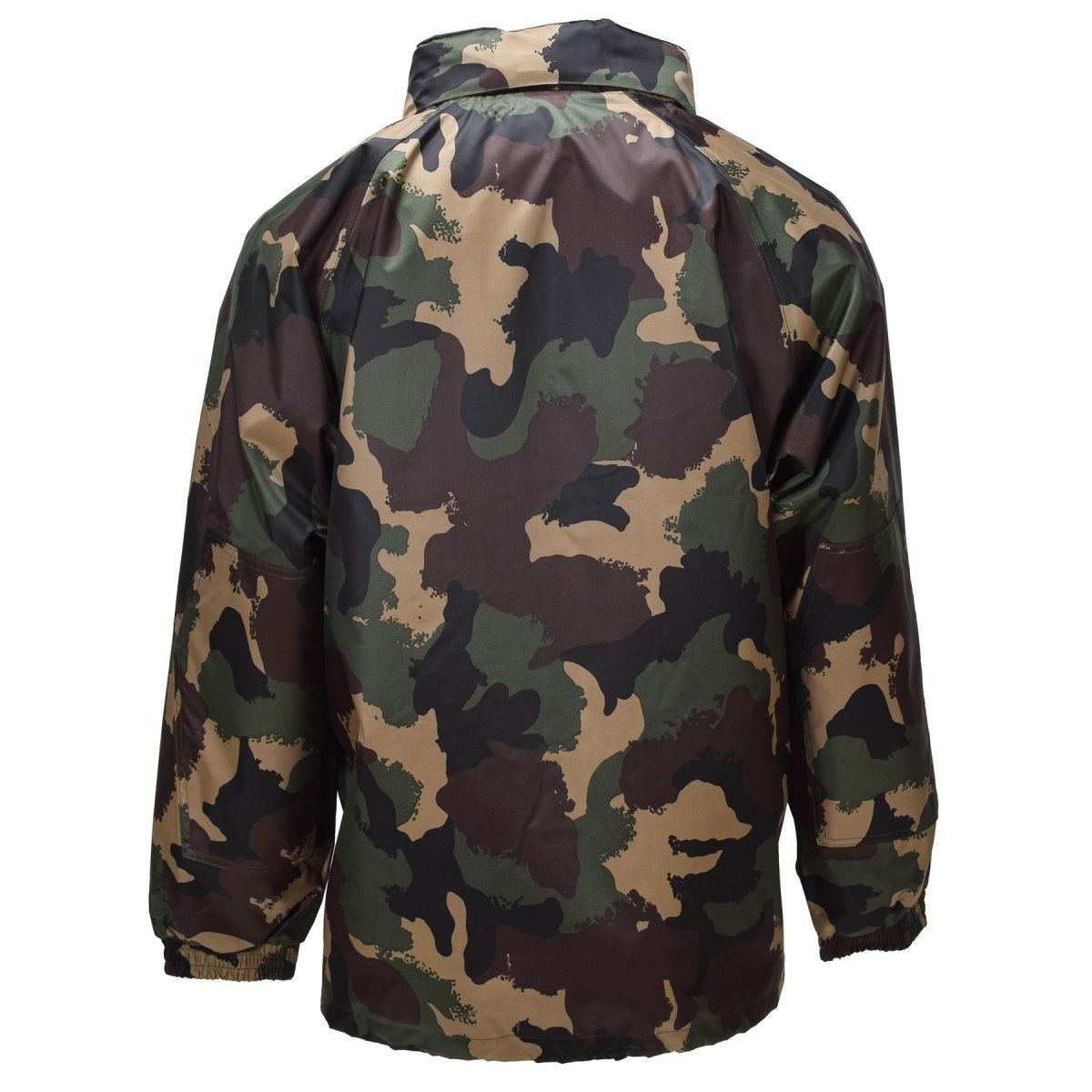 Giacca impermeabile militare originale ungherese con cappuccio arrotolabile e patta con bottoni M93 Camo