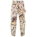 Original Italian Air Forces bib rain pants in desert camo with adjustable suspenders and elastic waist for outdoor use.