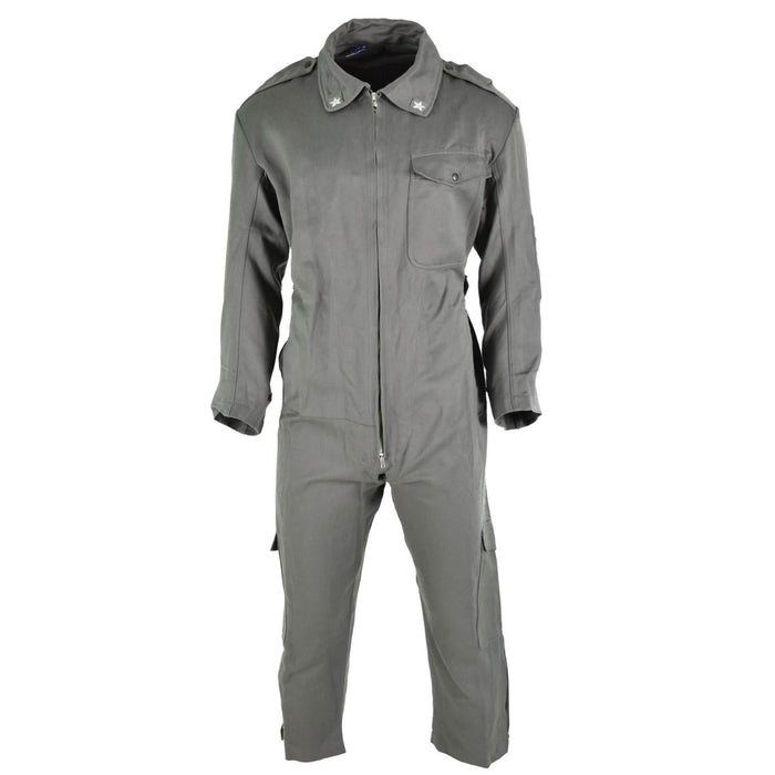 Tuta da lavoro verde resistente originale dell'Aeronautica Militare Italiana con chiusura a cerniera e vita regolabile, stile surplus militare