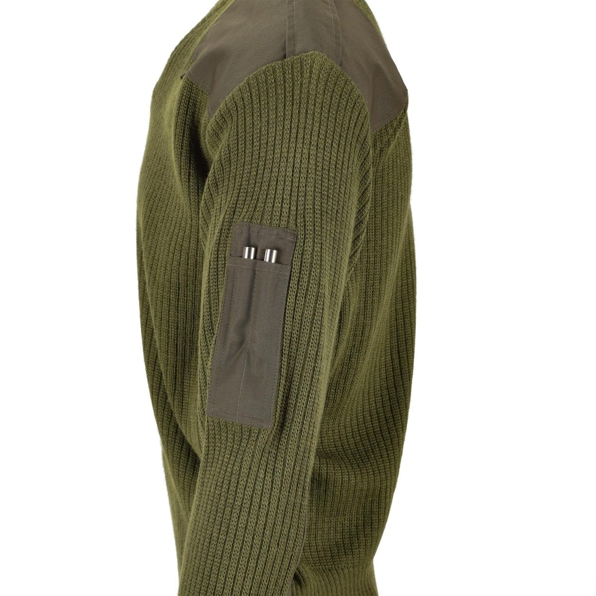 Originale Italian Pullover Pullover Commando Jumper Green Green Wool V-Neck Swater Nuovo
