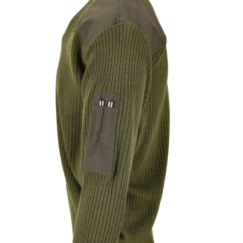 Originale Italian Pullover Pullover Commando Jumper Green Green Wool V-Neck Swater Nuovo