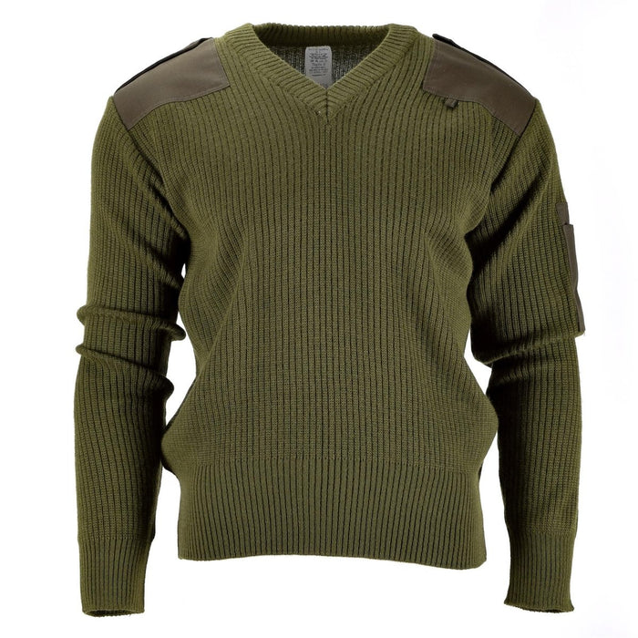 Pullover originale dell'esercito italiano Commando Jumper Maglione scollo a V in lana verde NUOVO - GoMilitar