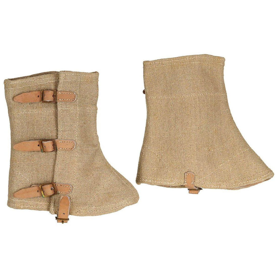 Ghette Militari Originali Italiane Canvas Inserti in Pelle Army Surplus Cachi