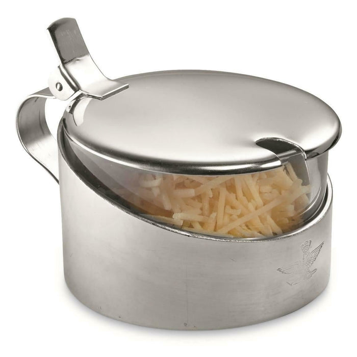 Contenitore per formaggio in vetro, originale militare italiano, in acciaio inox - GoMilitar