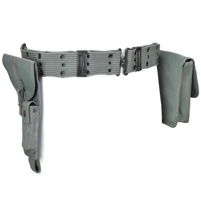 Fondina da cintura originale per pistola della polizia italiana con custodia per munizioni e resistente sistema di vita regolabile in tessuto grigio