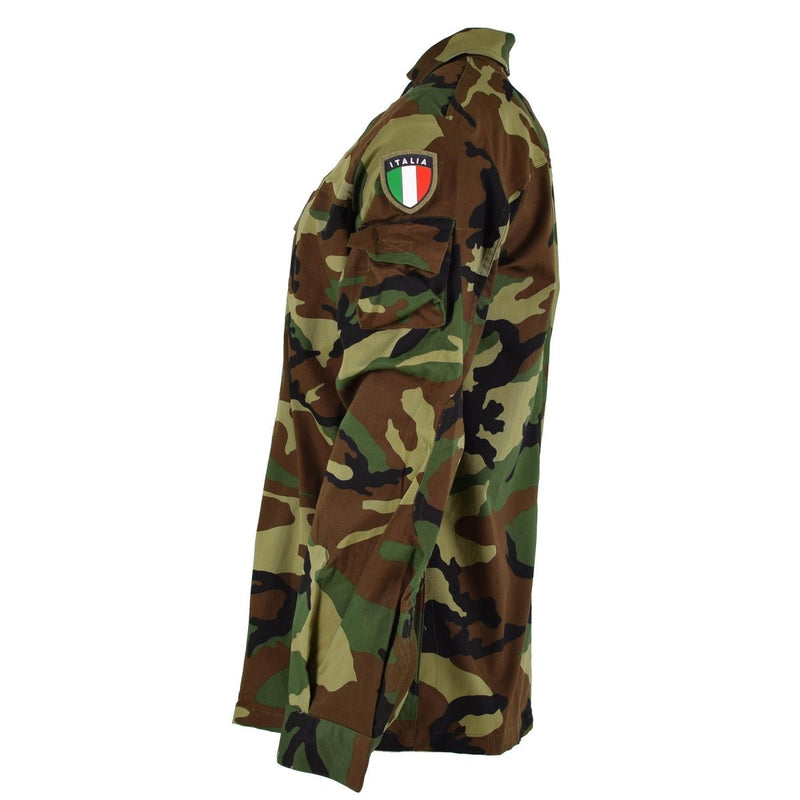 Giacca da combattimento militare originale in Italia Lightweight Woodland Camo Army Orplus Nuovo