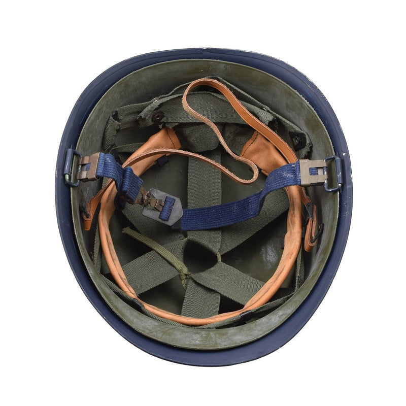 Original Military Belgian Steel Helmet M51 tactical combat army inner pvc Blue - GoMilitar