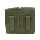 Vintage Norwegian army double ammo pouch in durable green canvas with belt loops and metal hook closure