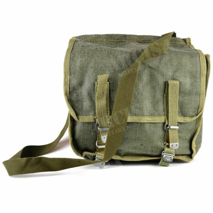 Borsa a tracolla in tela originale dell'esercito polacco in verde oliva, resistente con tracolla regolabile per bushcraft e uso quotidiano.