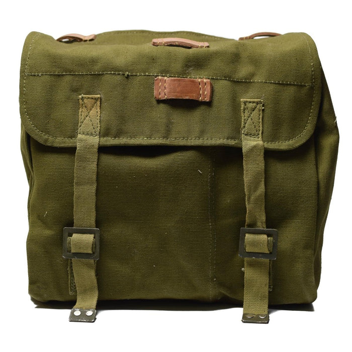Borsa da trasporto in eccedenza militare verde originale dell'esercito rumeno con robusta tracolla e materiale in cotone resistente