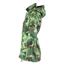 Serbian Army Special Forces camo parka with hood, durable ripstop fabric, multiple pockets, and removable fleece liner for warmth.